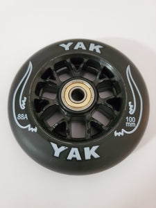 100mm 88a replacement inline skate or scooter wheels with bearings blak on blak 