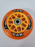 100mm 88a replacement inline skate or scooter wheels with bearings blak on orange on yellow