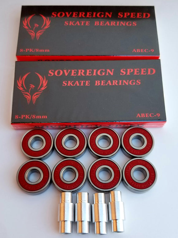 16 pack abec 9 skate bearings with 6mm spacers, hockey rollerblade