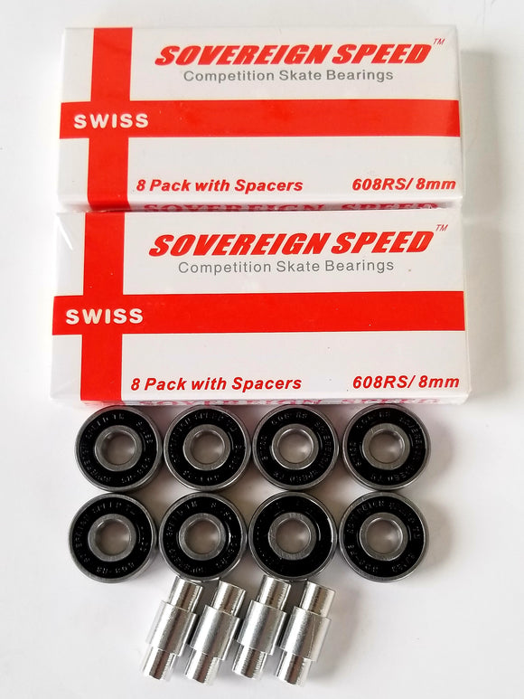16 pack sovereign swiss skate bearings with 6mm inline spacers