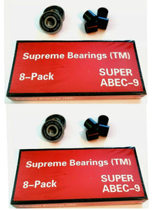 16 Pack Supreme Super ABEC-9 Skateboard Bearings with Spacers  608rs 8mm x22mm x 7mm 
