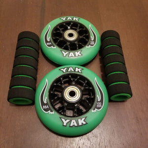 100mm scooter or inline skate outdoor wheels green black 88a with grips