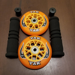 100mm scooter or inline skate outdoor wheels orange black 88a with grips