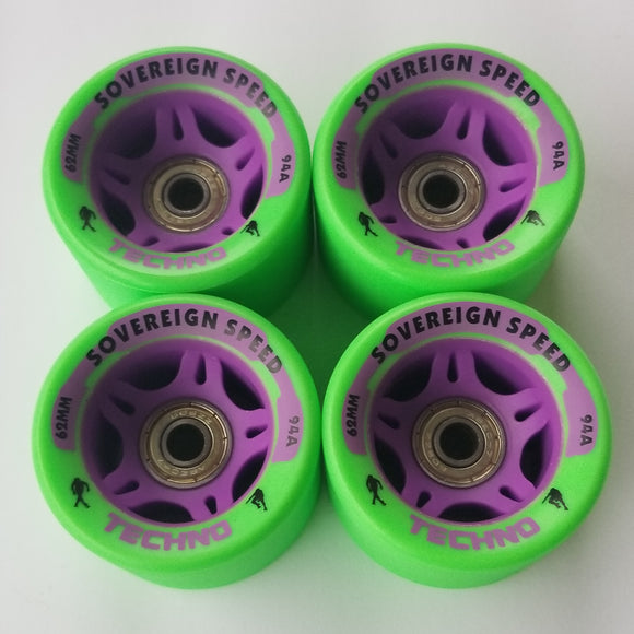 roller skate wheels with bearings, 4 pack 62mm 94A