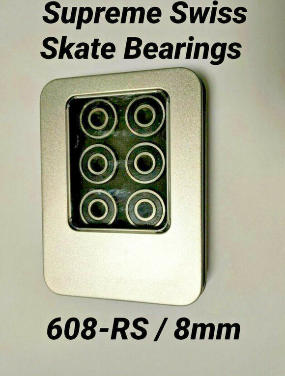 supreme swiss skateboard bearings with spacers 608 / 8mm skate rollerblade inline longboard 