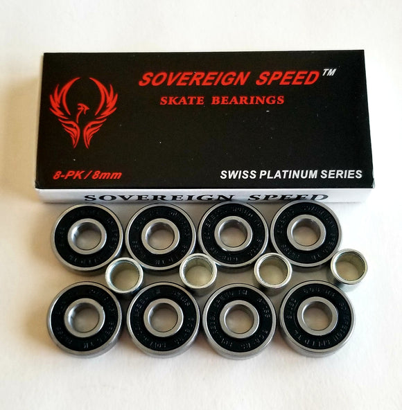 Swiss skate bearings with spacers / 608-2rs 8mm
