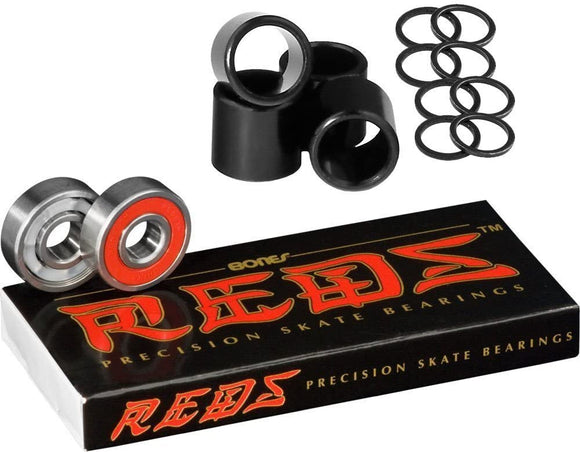 bones reds skateboard bearings with spacers and washer speed rings 8-Pack 608/8mm