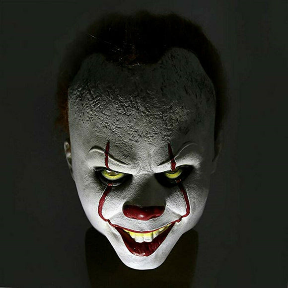 Pennywise IT Scary Clown Halloween Mask, scary horror movie joker cosplay prop latex